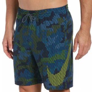 Nike Swim Mantra Camo Volley Trunks Midnight Navy Size XL Men's 7" Inseam